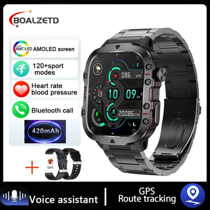 2025 New For Men Military Smart Watch Men IP68 5ATM Outdoor Sports Fitness Tracker Health Monitor 1.96" BT Call Smartwatch