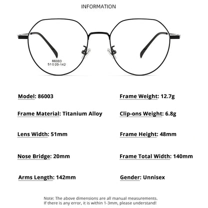 Trendy Polarized Clip On Sunglasses Titanium Alloy Glasses Frame Women Optical Round Sunshades Eyewear