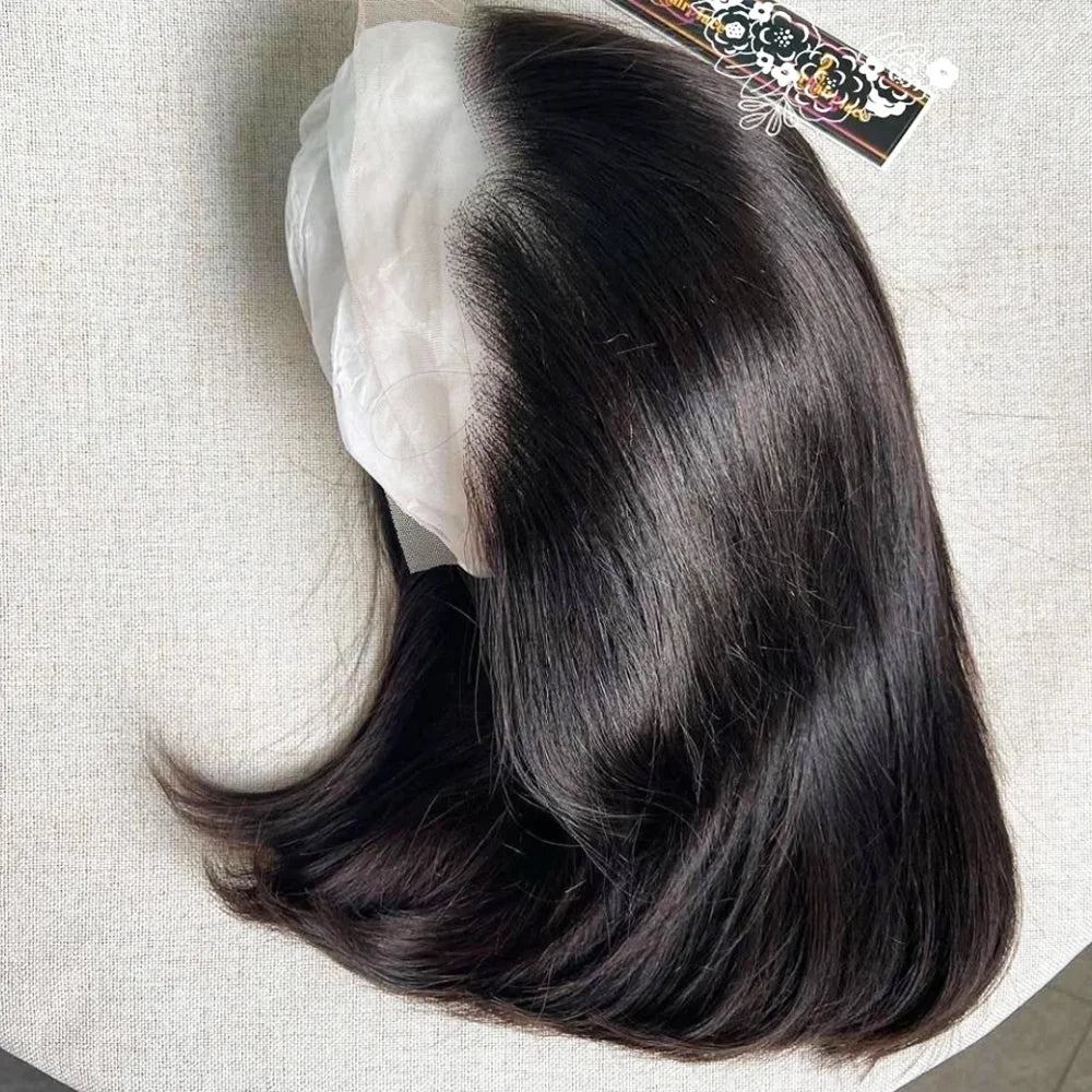 Human Hair Wigs Glueless 100 Bone Straight 13x6 Short Bob Half Lace Front Wig HD Frontal Braided Black Brazilian Wear and Go