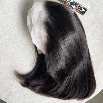 Human Hair Wigs Glueless 100 Bone Straight 13x6 Short Bob Half Lace Front Wig HD Frontal Braided Black Brazilian Wear and Go