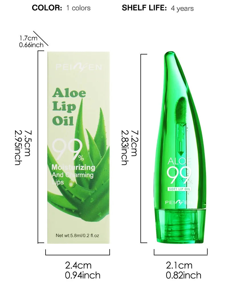 1pc Aloe Vera Lip Gloss Chili Lip Plumping Oil Moisturizing Lip Color Natural Long Lasting Waterproof Oil Lip Balm