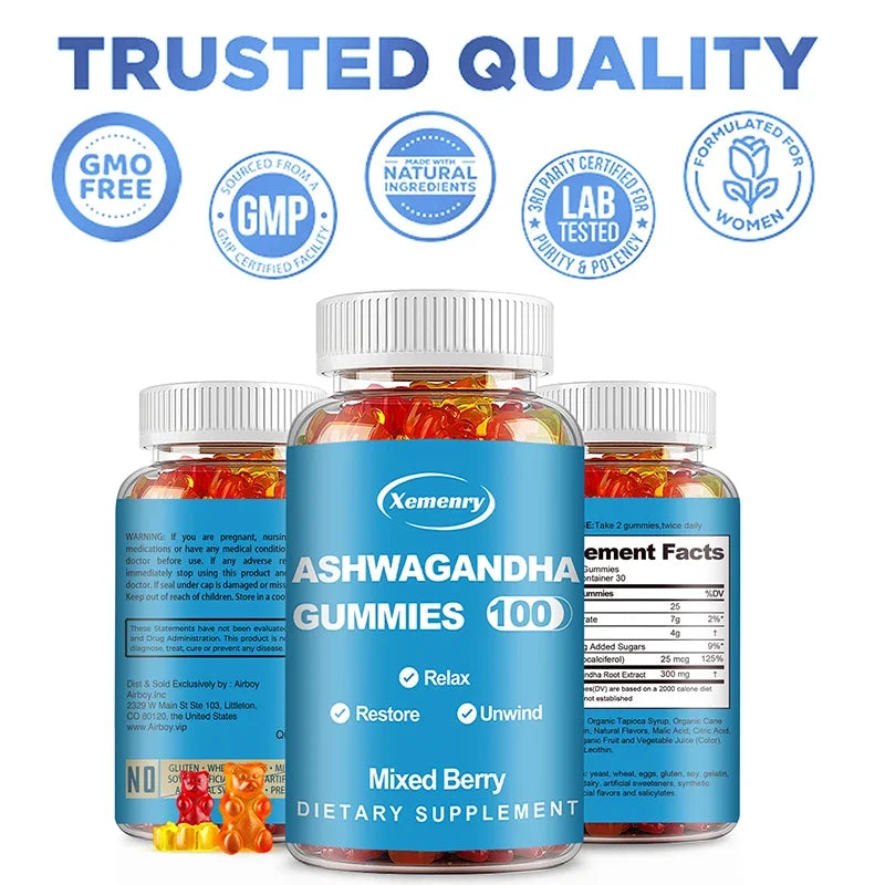 Ashwagandha Gummies - Improve Sleep, Relieve Stress, Support Immunity, Relaxation, Mood and Cognitive Health