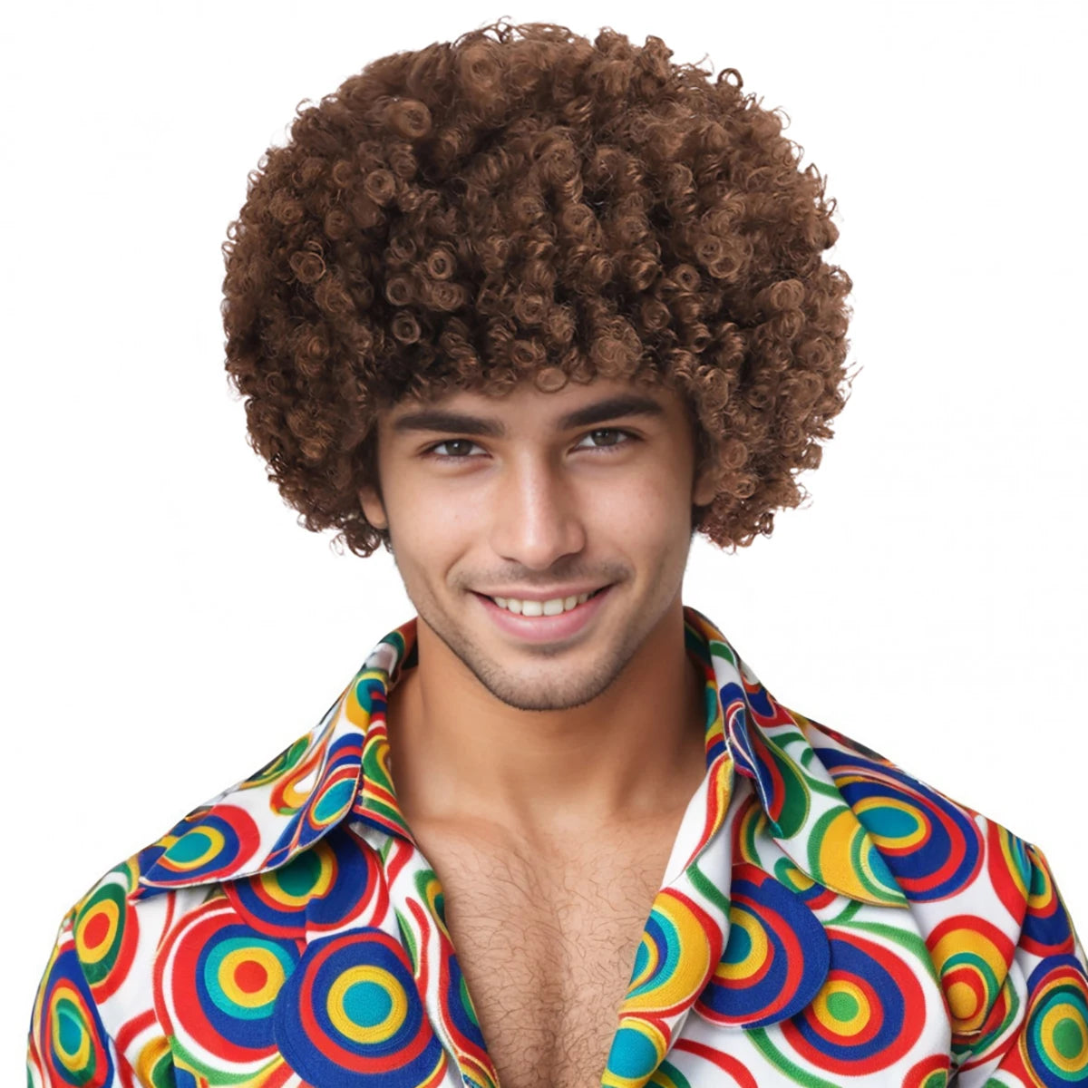 12 inch short roll explosive head hip-hop disco retro men's synthetic wig suitable for holiday parties, Halloween ball costumes