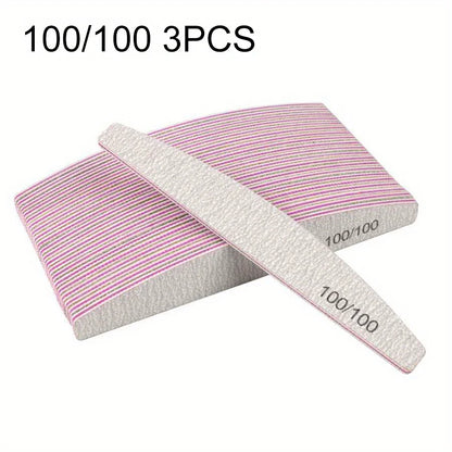 1/3/5/10Pcs Professional Nail File 80/100/150/180/240 Sandpaper Strong Thick Sanding Half Moon Lime nail accessories and Tools