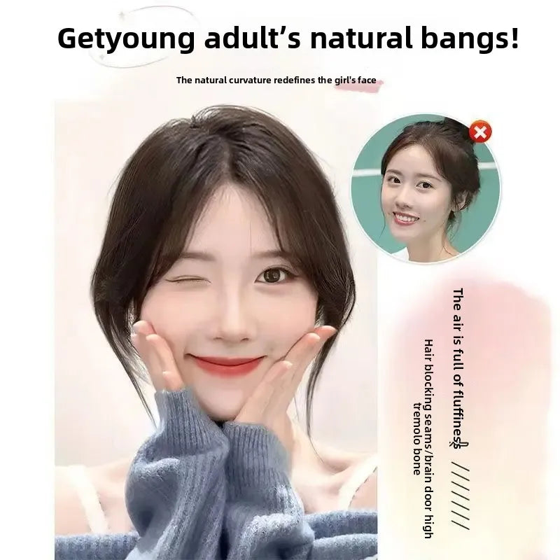 Natural Female Parting Hair Frontal Piece 3D Simulation Thickened Baldness Treatment Mid Split High Forehead Hair Extension