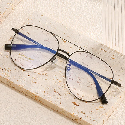 TFTB Titanium Fashion Pilot Men Glasses Ultra Light Flexible Trendy Women Eyewear Optical Prescription Eyeglasses Frame 142mm