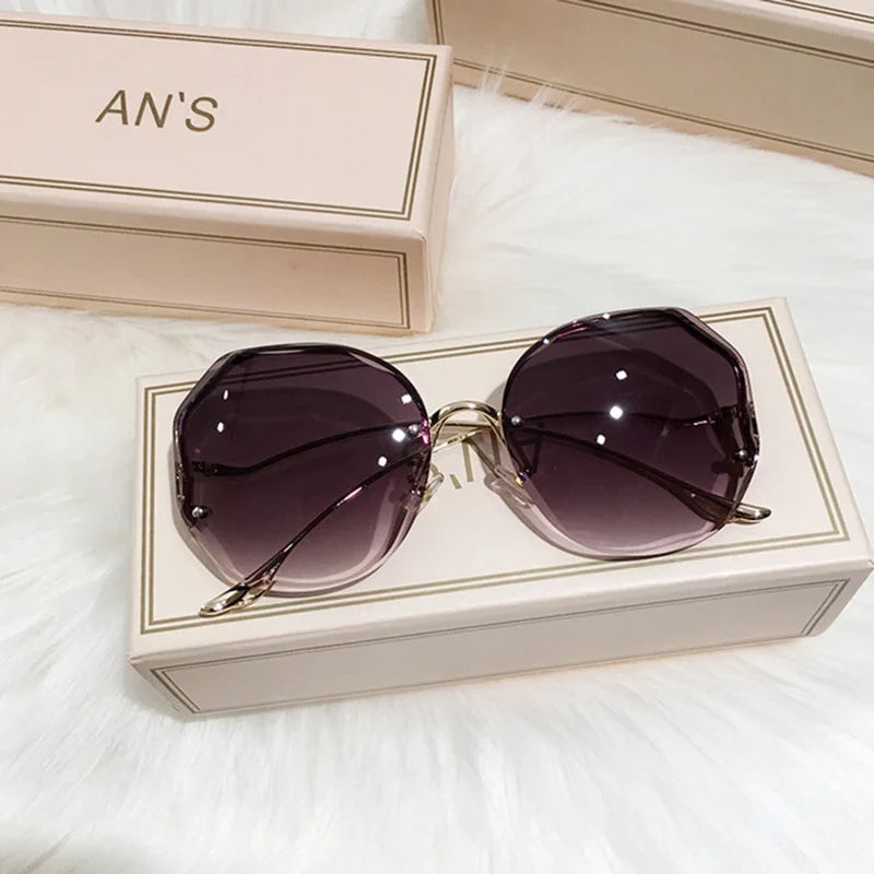 Square Sunglasses Woman Fashion Rimless Gradient Sun Glasses Brand Designer Sunglasses for Women Очки Солнечные Женские Очки