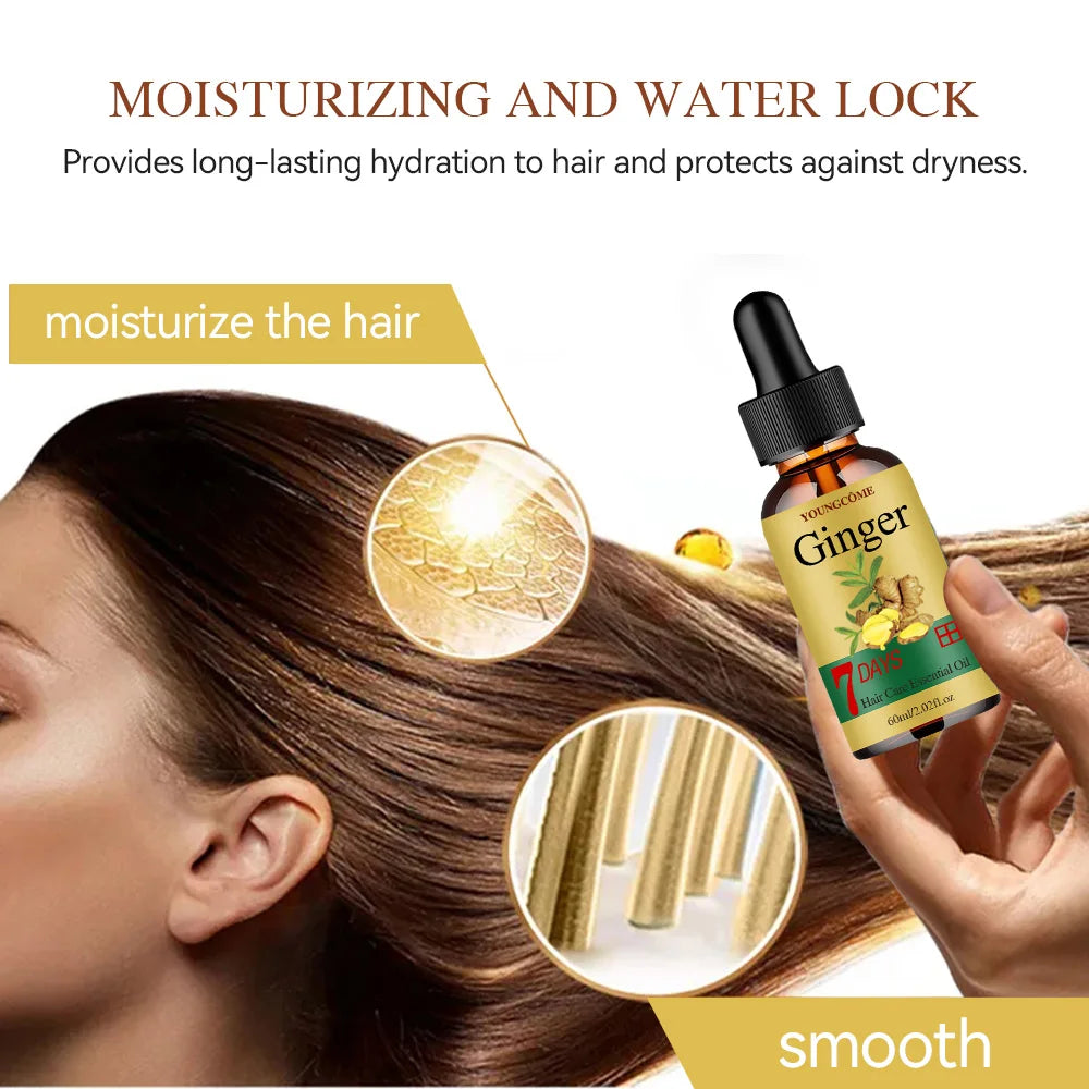 Hair Growth Serum Fast Growing Hair Essential Oil Beauty Hair Care 30/60ml Dense Regrowth Ginger Hair Promoting Regeneration