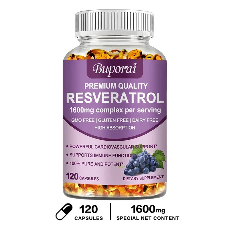 Resveratrol Capsules - Anti-aging, Antioxidant, Skin Support, Cardiovascular Health