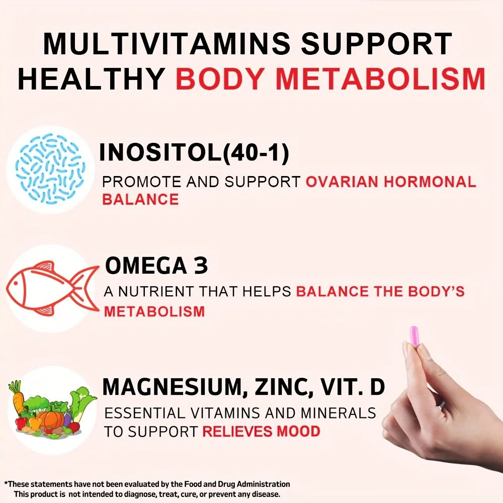 Women's Digestive & Nutritional Inositol Compound Vitamin Gummies for Happy Hormones - 30 Daily Servings