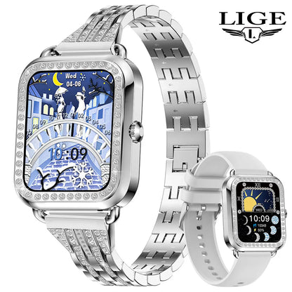 LIGE New Women Smart Watch Full Touch Screen Bluetooth Call Waterproof Watches Sport Fitness Tracker Smartwatch For Android iOS