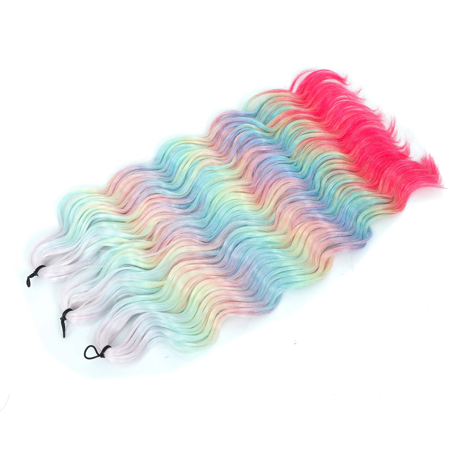 Anna 3Pcs 24Inch 300g Ombre Pink Rainbow Pink Loose Deep Wave Twist Crochet Braids Sliver White Synthetic Hair Wavy Extension