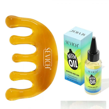 Sevich India Hair Growth Oil And Scalp Massager Comb Tool Set Ayurveda Neem Growth Oil Herbal Anti Hair Loss Treatment Serum