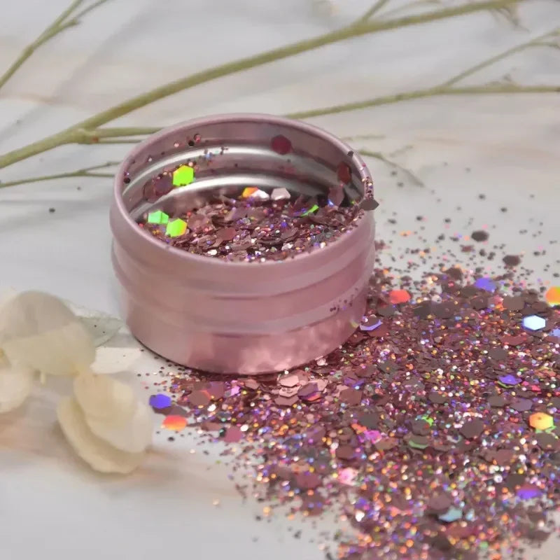 10g Laser Nail Glitter Flakes Mix-Hexagon Holographic Sparkly Powder Nail Art Decoration Loose Reflective Mermaid Chunky Sequins