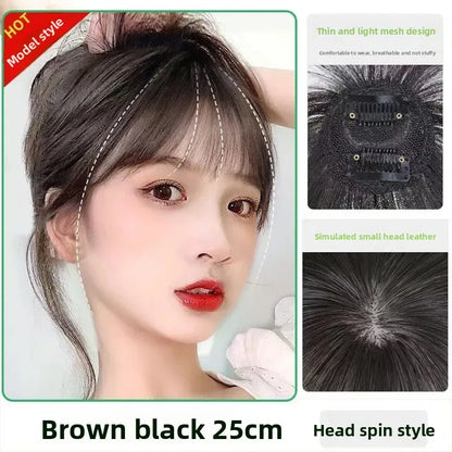 Natural Female Parting Hair Frontal Piece 3D Simulation Thickened Baldness Treatment Mid Split High Forehead Hair Extension