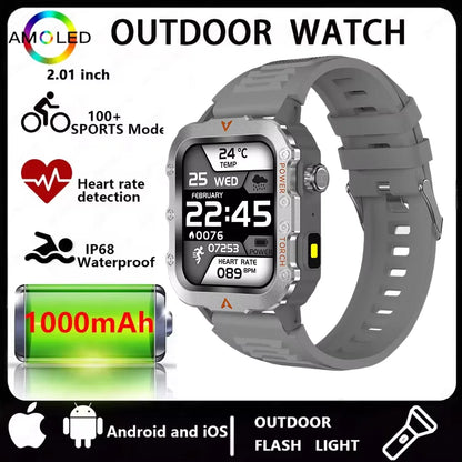 Three Defense Military Men's Smart Watch lP68 Waterproof Outdoor Sports Large Screen Bluetooth Call Smartwatch For Android IOS