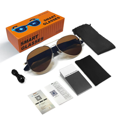 F18 smart glasses of AI Intelligent Translation Glasses Sunglasses Voice Remote Control Music Eyewear Waterproof Eyeglasses