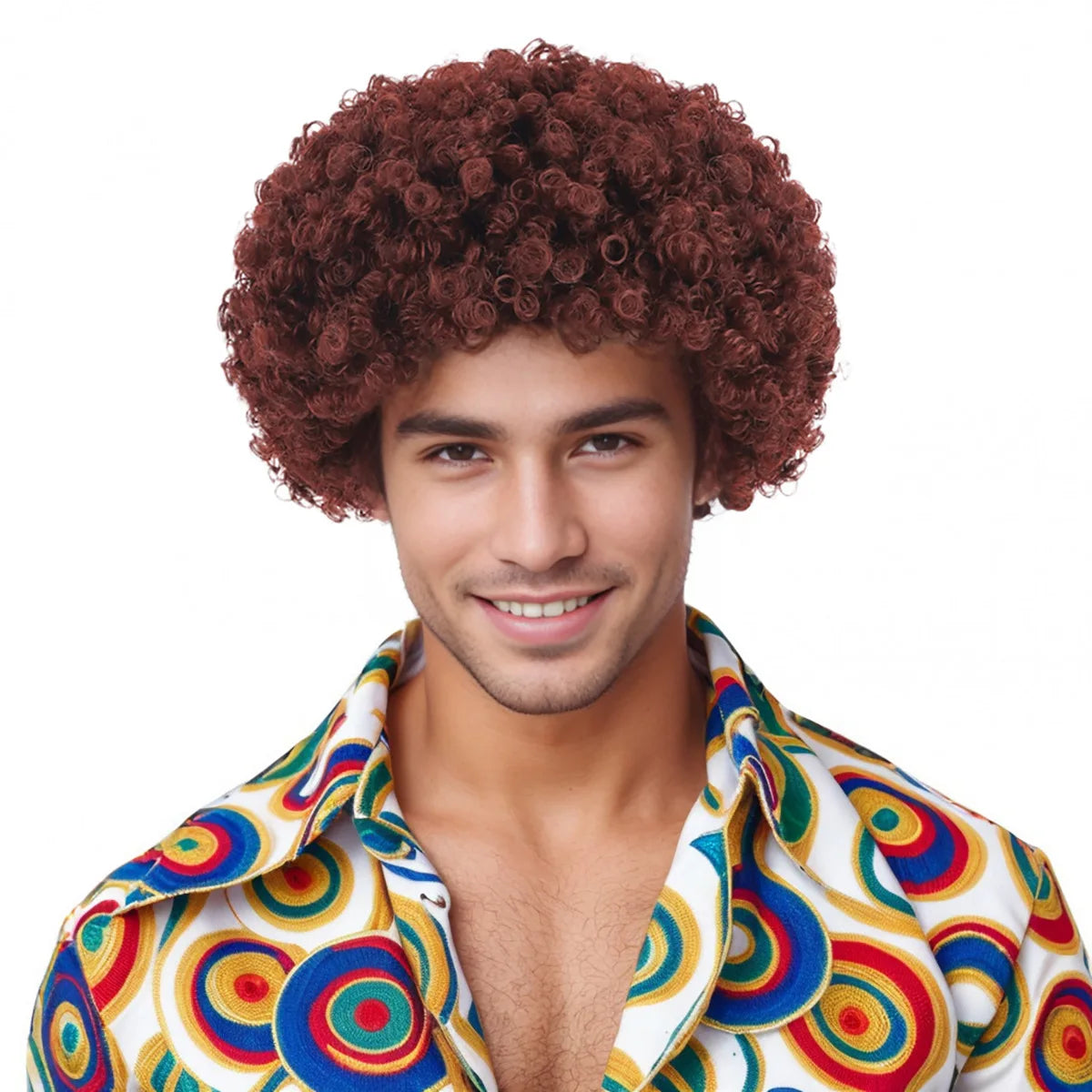 12 inch short roll explosive head hip-hop disco retro men's synthetic wig suitable for holiday parties, Halloween ball costumes