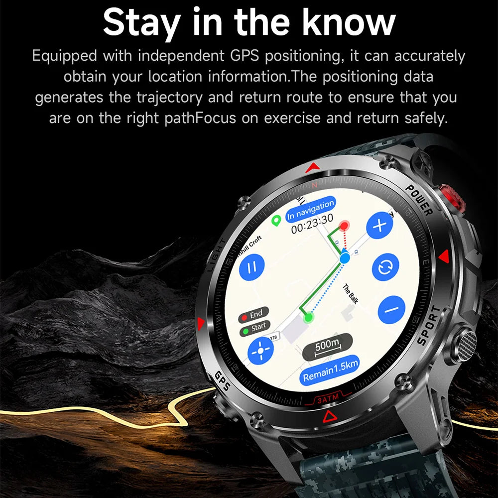 Military T-Rex 3 GPS Waterproof Smart Watch 1.46"HD AMOLED Built-in 6 Frequency Satellite Outdoors Sports Fitness Smart Bracelet