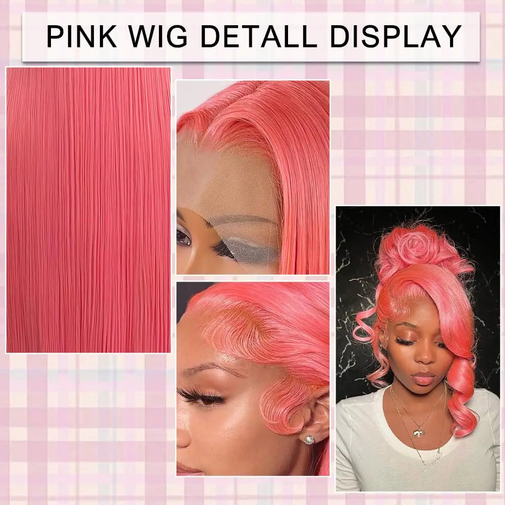 Pink Bob Wig Human Hair 13x4 Bone Straight HD Transparent Lace Frontal Wig 200% Brazilian Colored Lace Front Short Bob Wigs