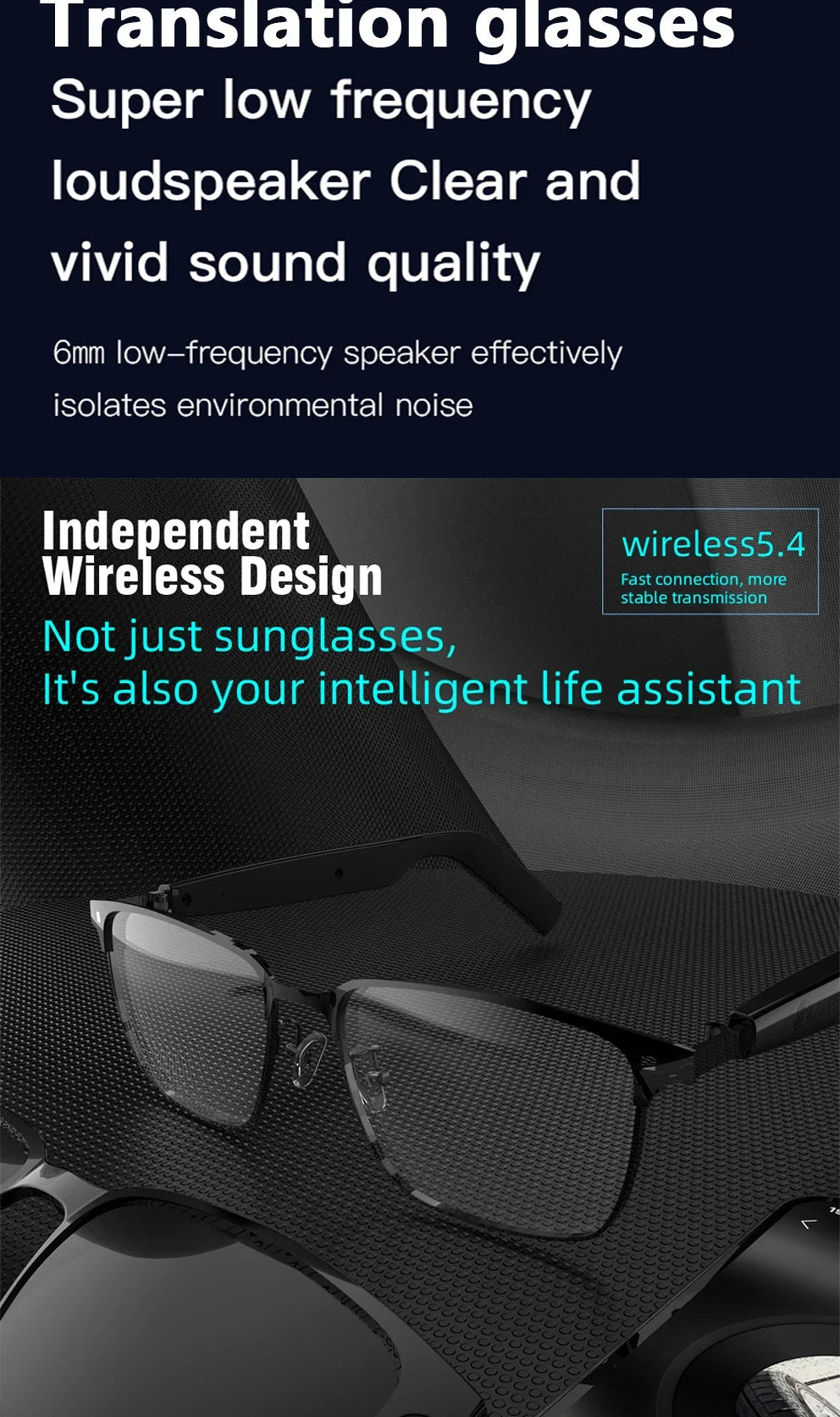 Smart Glasses SG20 Pro AI Intelligent Driver Sunglasses Touch Earphone with 144 Languages Online Translation for Men Women