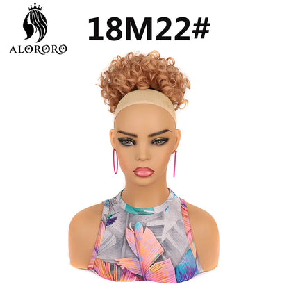 Curly Elastic Drawstring Hair Bun Wave Messy Bun Large Full Hair Bun Hairpiece Short Synthetic Ponytail Extension for Women