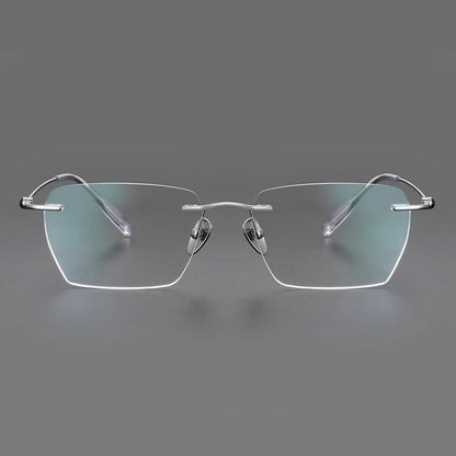Fashion Rimless Business Eyewear Ultra Light Pure Titanium Spectacle Big Size Luxur Glasses Men Optical Prescription Eyeglasses
