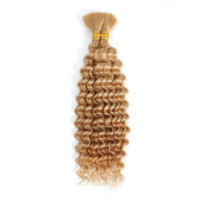 Deep Wave Bulk 100% Human Hair Braiding Blonde Ginger Curly Brazilian Hair for Human Hair Extensions for Micro Braiding No Weft