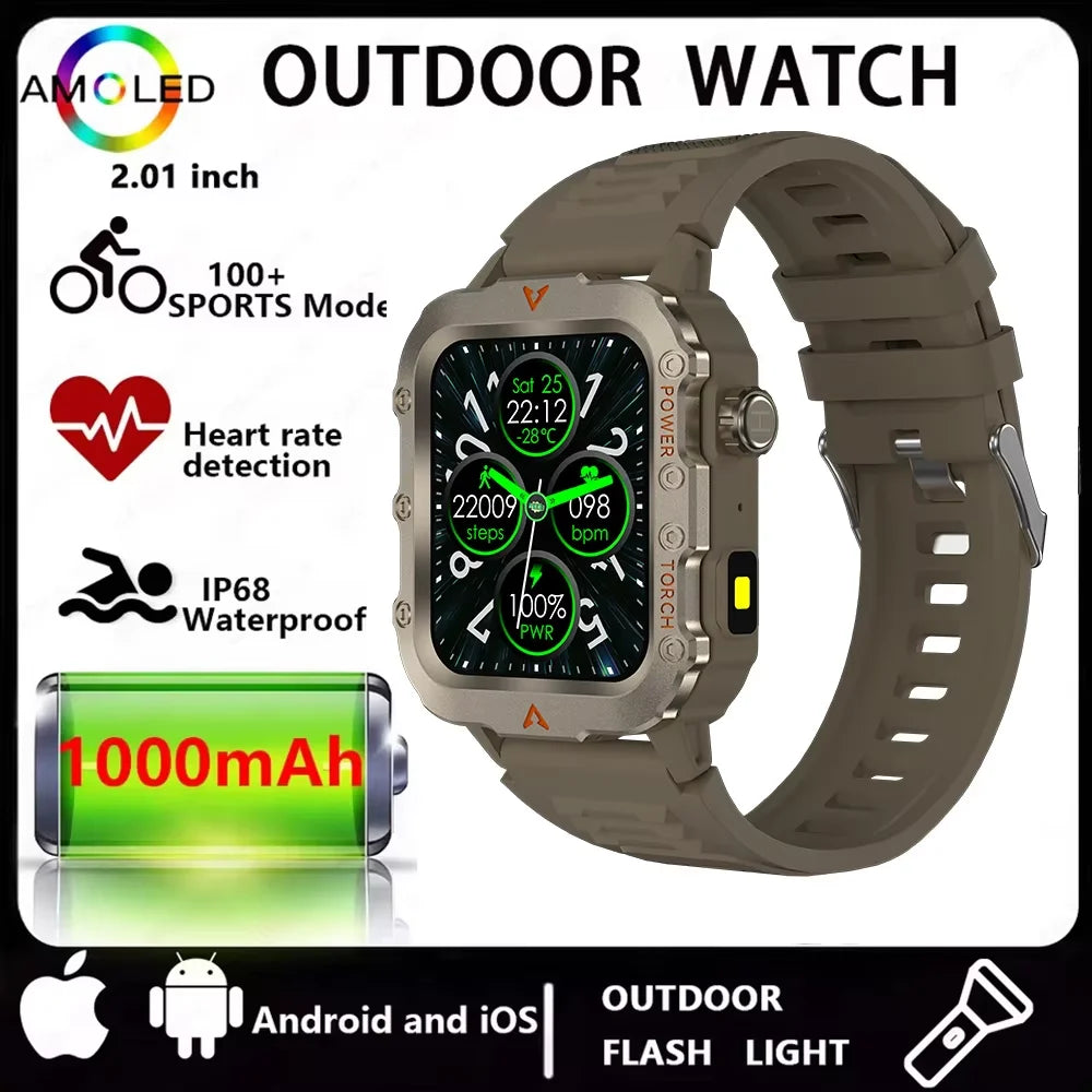 Three Defense Military Men's Smart Watch lP68 Waterproof Outdoor Sports Large Screen Bluetooth Call Smartwatch For Android IOS