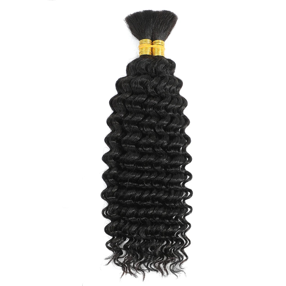 Deep Wave Bulk 100% Human Hair Braiding Blonde Ginger Curly Brazilian Hair for Human Hair Extensions for Micro Braiding No Weft