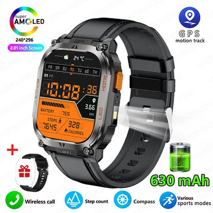 2025 New GPS Track Smart Watch Men IP68 Waterproof 2.01-inch HD Screen Compass 630mah Battery Bluetooth Call Outdoor Smart watch