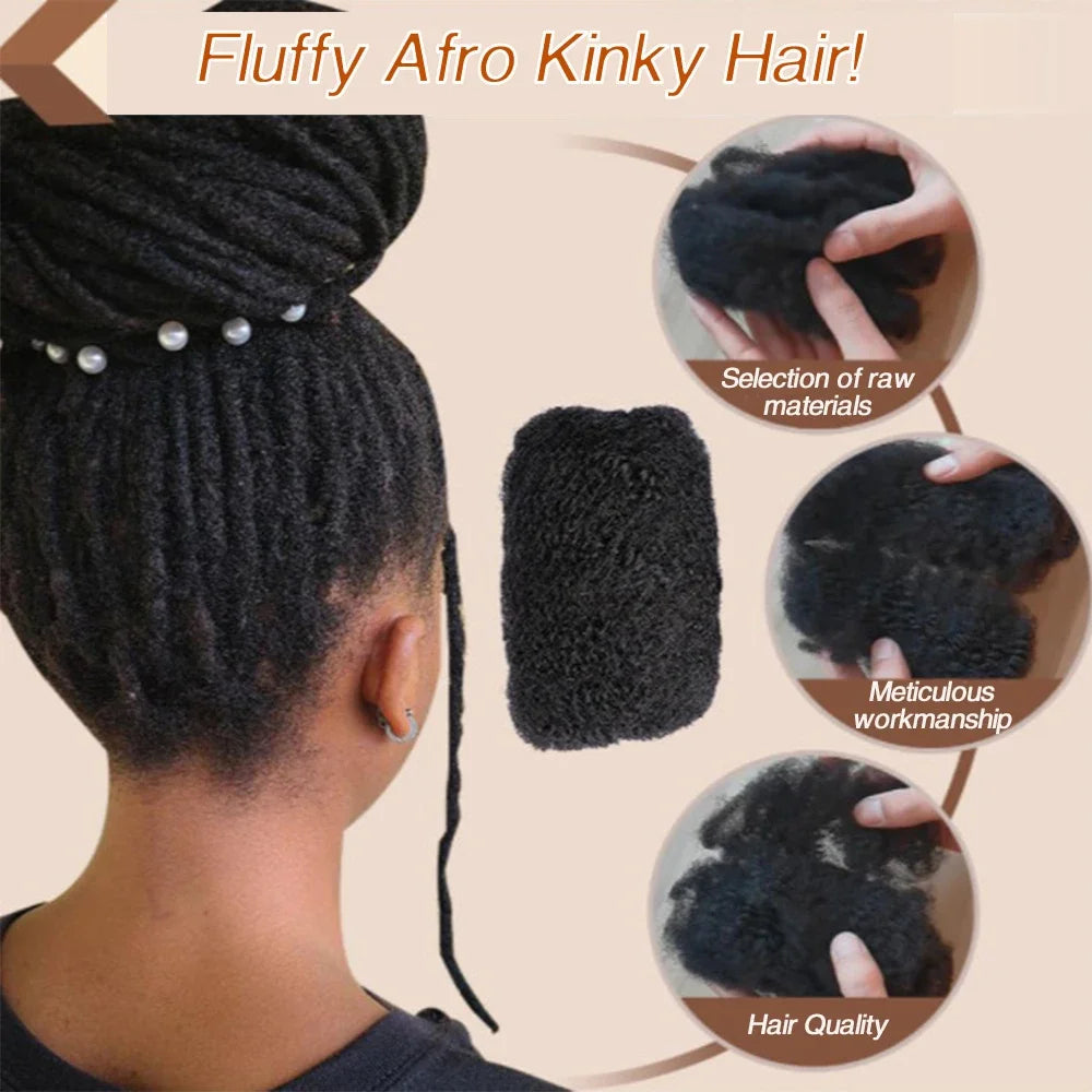 Afro Kinky Bulk Hair 100% Human Hair For Dreadlocks Twist Braid Hair Extension Natrual Black Color 30g 1pc 8-12 Inches