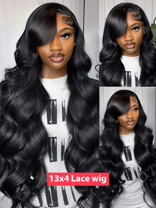 100% Human Hair 13x6 Body Wave Lace Frontal Wig HD 30 40 Inch 13x4 Lace Front Wigs Water Loose Waves Black Brazilian Pre Plucked