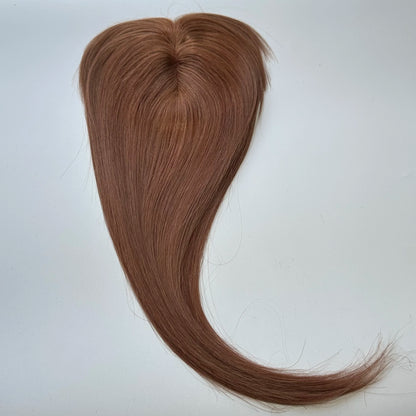 Hair Topper With Bangs Women 100% Human Hair Wigs Clip In Hairpieces Blonde Natural Straight Hair Topper Silk Base 35cm