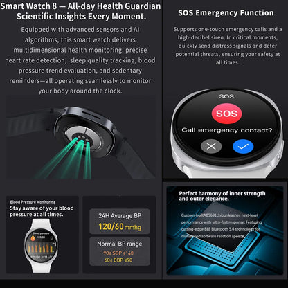 New Watch 8 Ultra Smart Watch Men NFC Health Monitoring Bluetooth Call 100+ Sports Mode IP68 Waterproof Smartwatch Women 2025