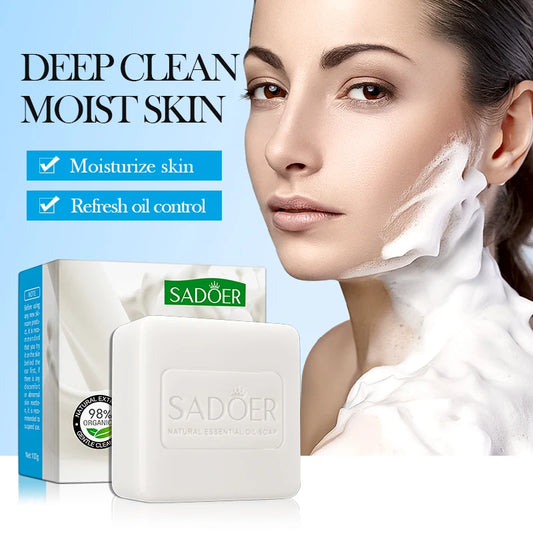SADOER Goat Milk Essential Oil Soap Face Wash Foam Facial Cleanser Whitening Moisturizing Anti Acne Body Bathing Facial Soap