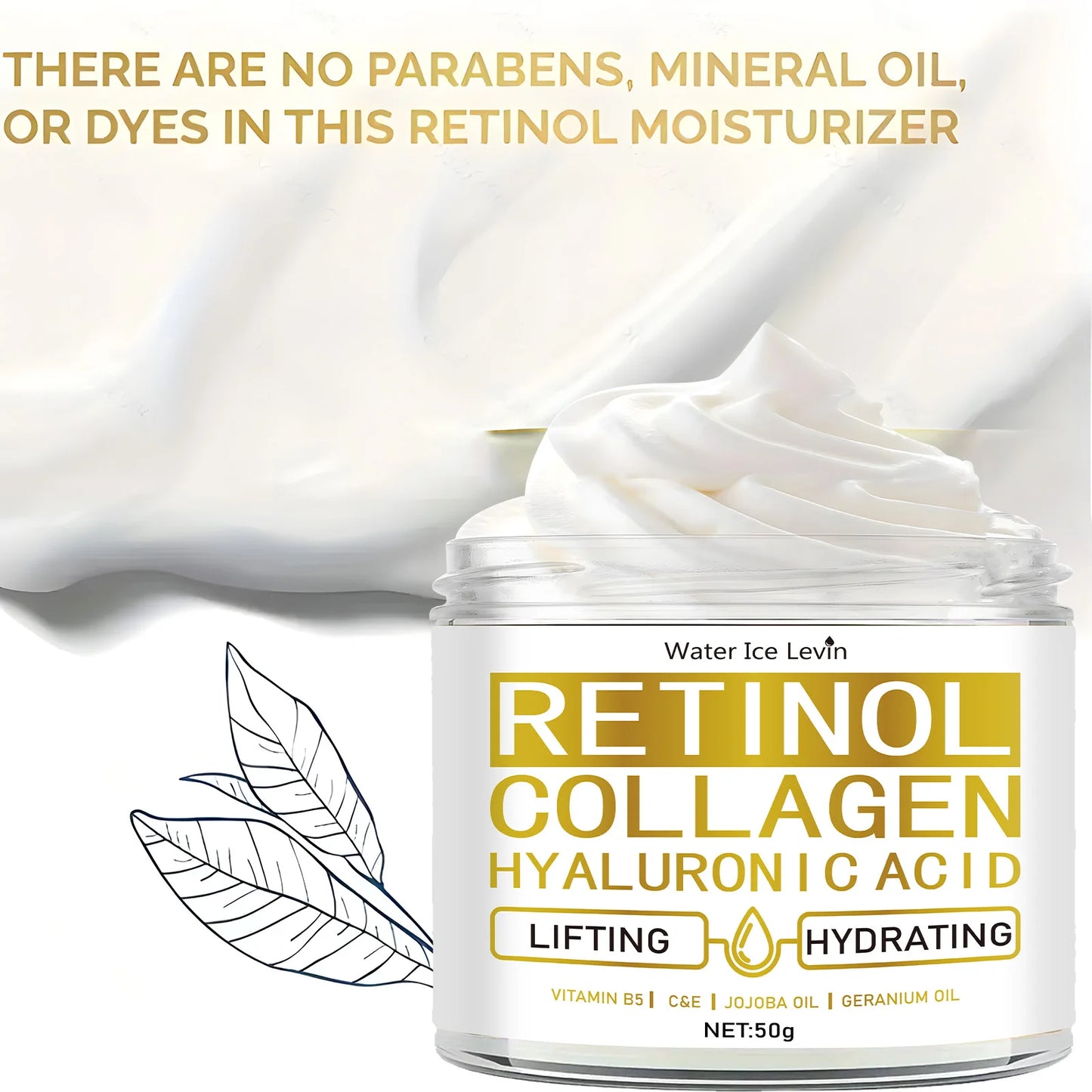 Retinol, Collagen& Hyaluronic Acid Cream - Anti-Aging Face Moisturizer for Face, Neck & Décolleté - Daily Moisturizer Face Cream
