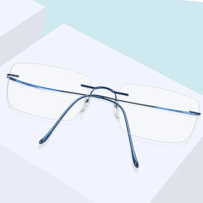 FONEX B Titanium Glasses Frame Men New Brand Design Rimless Square Eyeglasses Frameless Women Ultralight Japanese Eyewear 85634