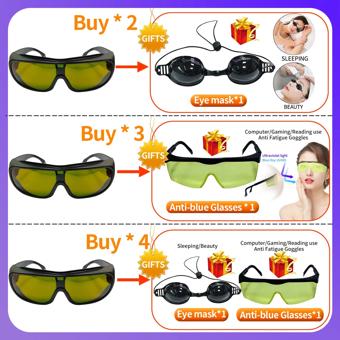 Professional Laser Safety Glasses Goggles 190nm-10600nm Eyewear Protective Eye Protection for Laser protective glasses certified