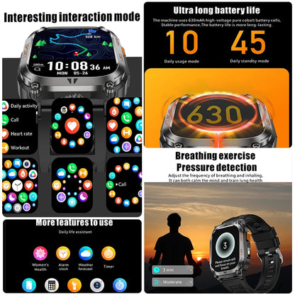 2025 New GPS Track Smart Watch Men IP68 Waterproof 2.01-inch HD Screen Compass 630mah Battery Bluetooth Call Outdoor Smart watch