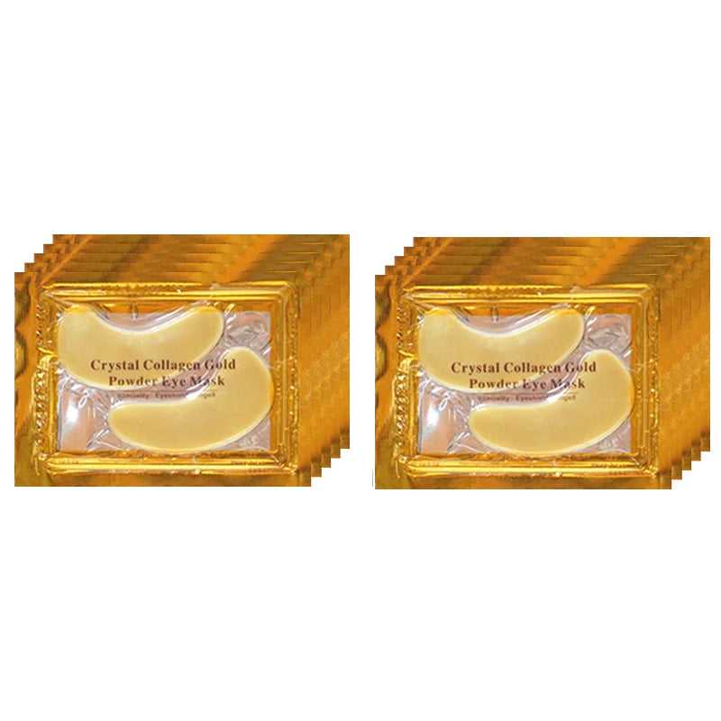 10/20pcs Golden Crystal Collagen Eye Mask Anti Dark Circle Anti-Aging Moisturizing Pink Lip Mask Eyes Lips Travel Size Skin Care