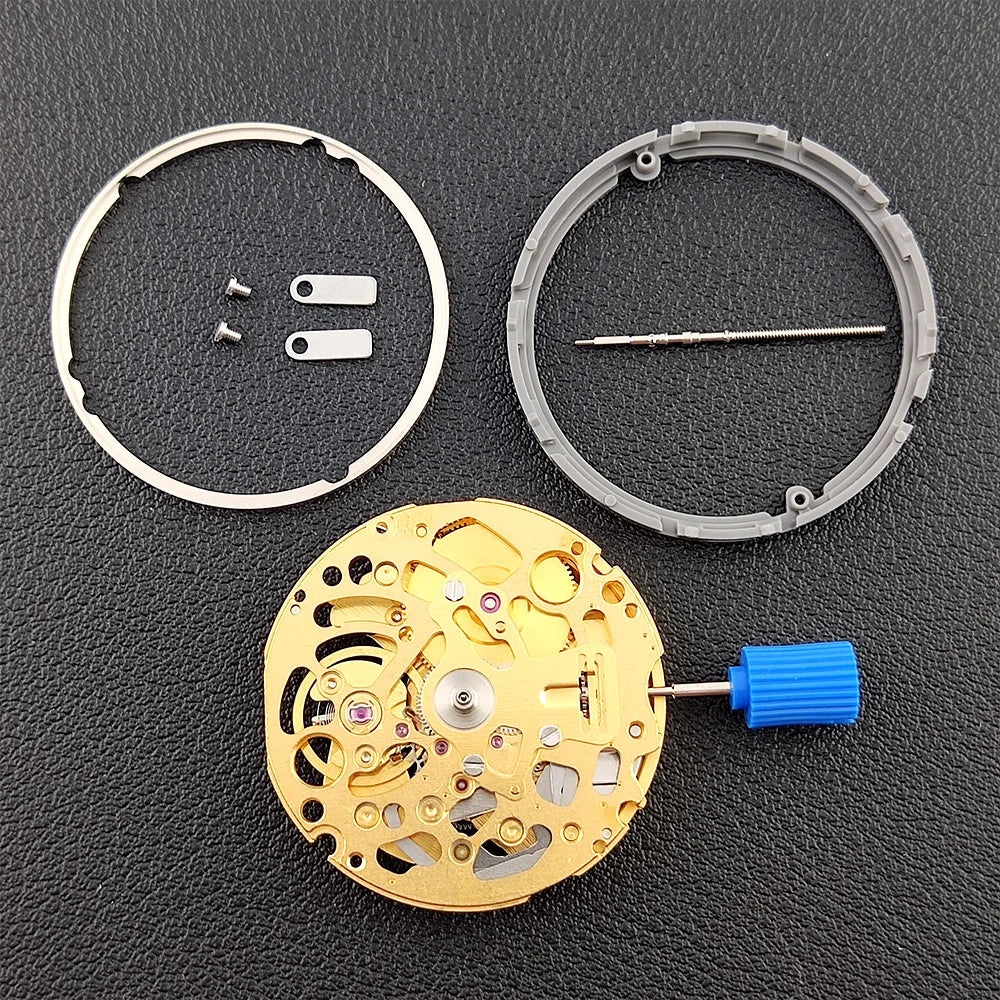 NH71 movement Golden skeletonized mechanical Automatic movement 24 Jewels High-precisiontimekeeping 3 hands NH71A watch movement