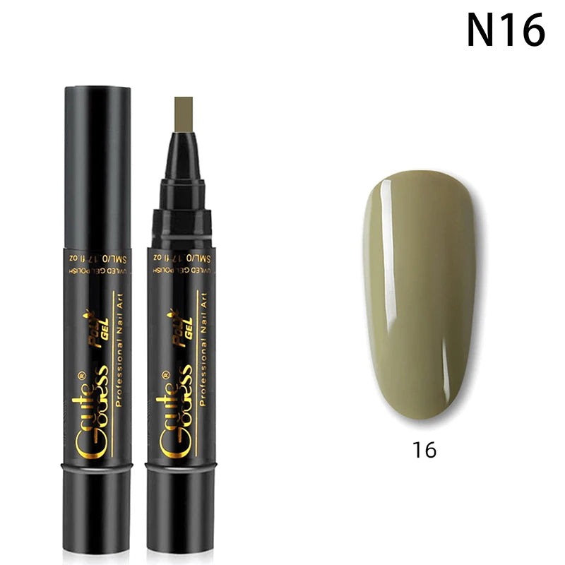 1 Pcs Pure Color Gel Nail Polish Pen For Nails Art Gel Semi Permanent Base Top Coat UV Gel Varnish Hybrid Neon Nail Polish
