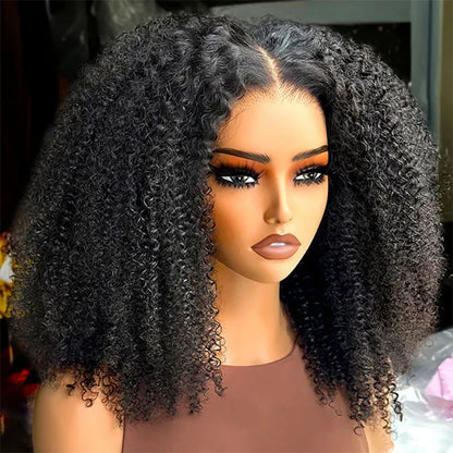 10A Glueless Wigs Human Hair Wigs Ready To Wear Bleached Knots 5x5 Pre Cut HD Transparent Glueless Lace Wigs Kinky Curly Wig100%