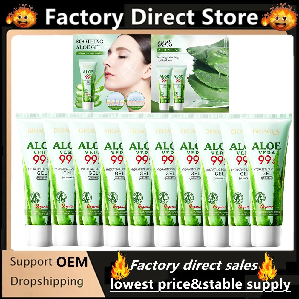 10PCS 50ml Hydrating And Soothing Aloe Vera Gel Moisturizing Soothing Skin Deep Repair Aloe Vera Gel Skin Care Facial Care