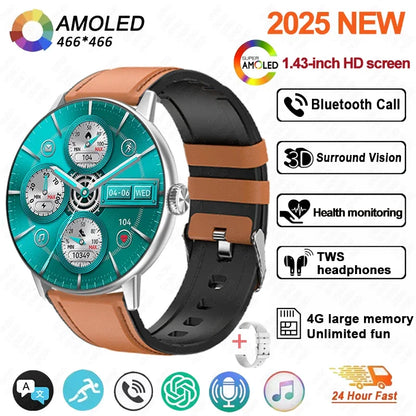 New 3D Surround Vision Smart Watch Built-in App 4GB large Memory Built-in photo album TWS Headphone IP68 Waterproof Smart Watch