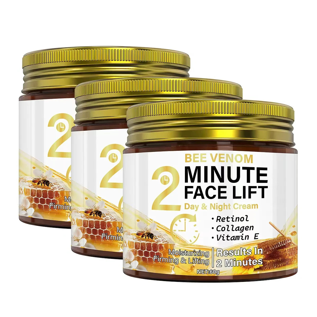 Bee Venom Anti-Aging Day & Night Cream with Retinol & Collagen - Intense Moisturizing & Firming Face Lift Treatment