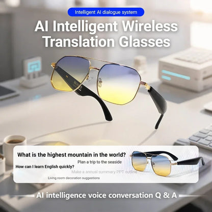 GY300 AI Smart Photochromic Glasses Multifunction Camera Bluetooth Call Voice Assistant Music Player Translate Glasses