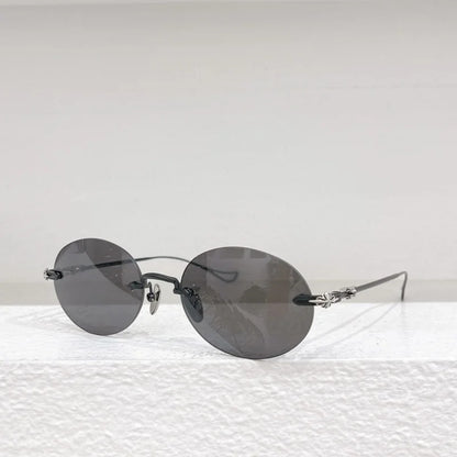 Sunglasses Rimless Men Alloy Black Retro Designer Luxury Brand Model Travel Party UV400 Women Fashion SUN GLASSES High Quality