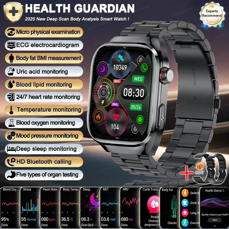 2025 New For Xiaomi Iatrology Grade Organ monitor Smart Watch Men ECG+PPG Uric Acid BP Blood Fat BT Call Sports Health Watches